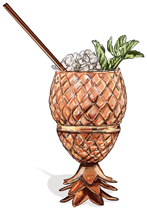 copper pineapple cocktail service