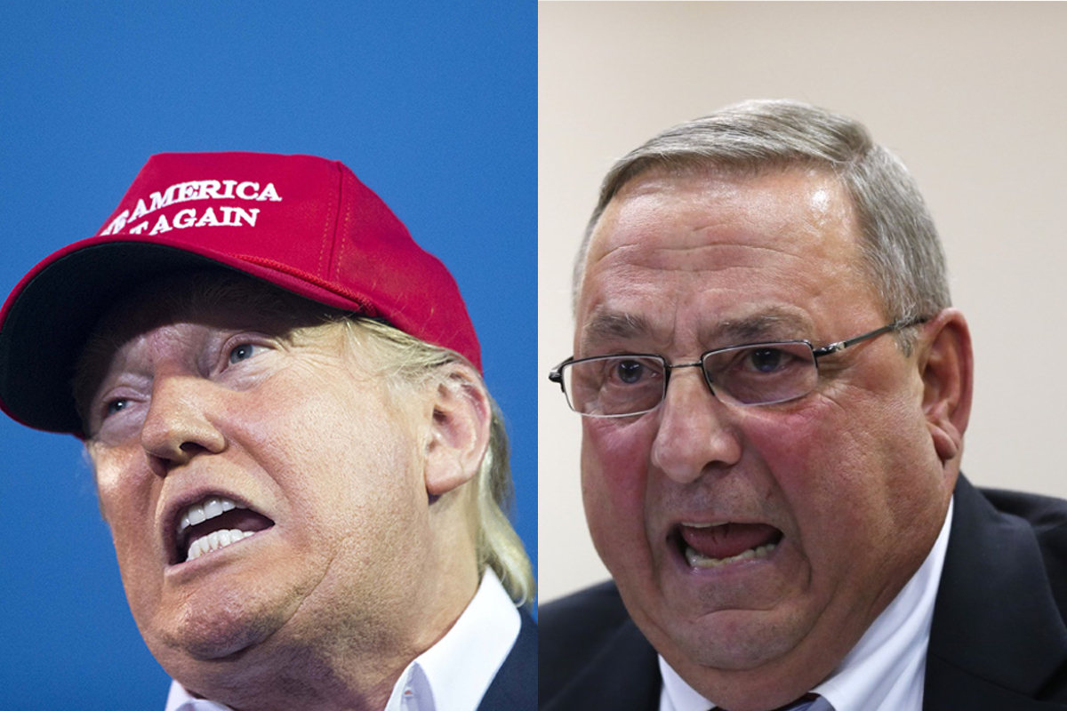 Gov. Paul LePage speaks at a town hall meeting Wednesday, Oct. 21, 2015, in Auburn, Maine. The Republican governor railed against Question 1 on November’s statewide ballot, saying the proposed expansion of Maine’s public campaign finance system will not reduce money’s influence on politics. (AP Photo/Robert F. Bukaty)