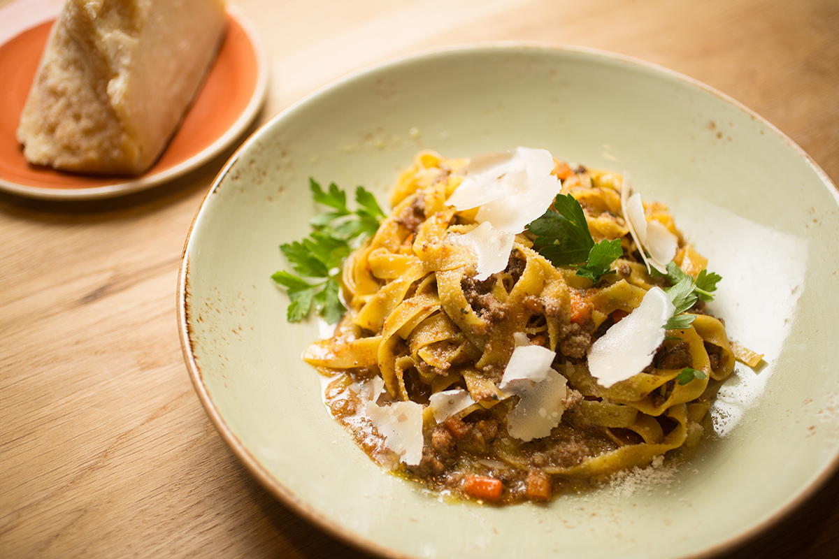 Tagliatelle alla bolognese (traditional ragù with beef short rib, pancetta and chicken livers.) / Photo by Erik Jacobs / JacobsPhotographic
