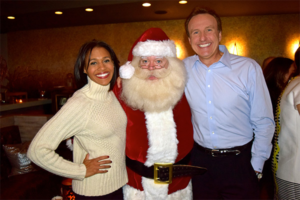 WCVB Channel 5's Shayna Seymour, Santa Boston, and WCVB Channel 5's Anthony Everett. 