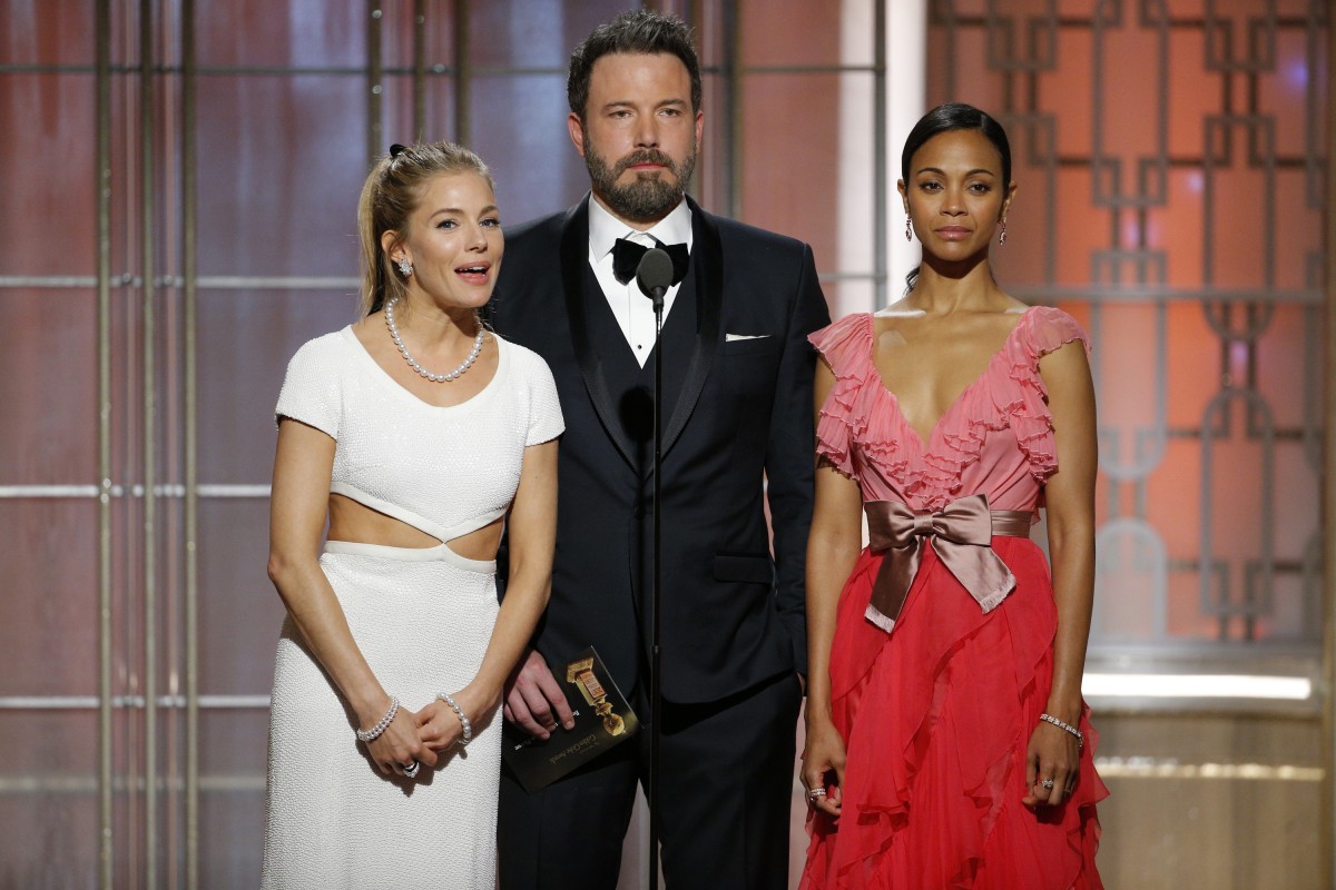 'Live by Night' stars Sienna Miller, Ben Affleck, and Zoe Saldana at the Golden Globes. 