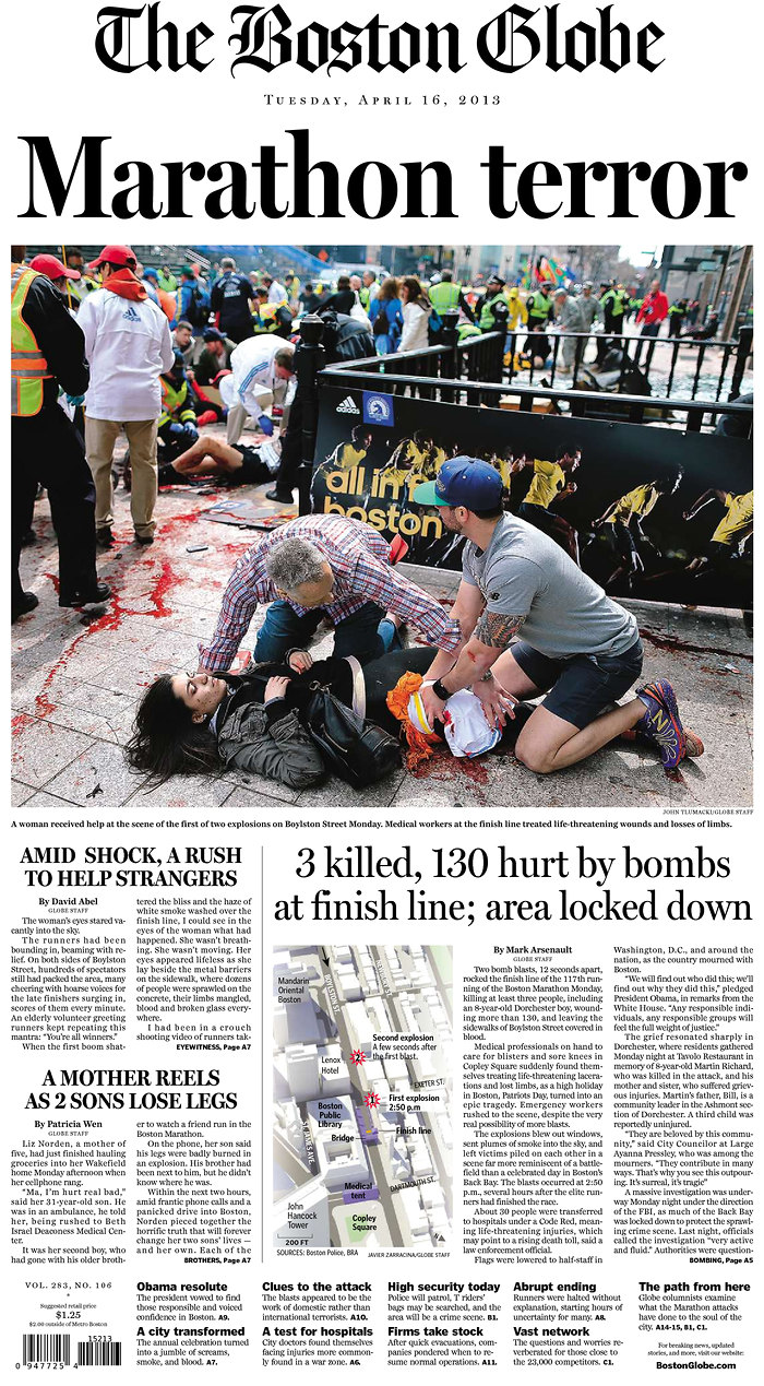 How the Nation's Front Pages Showed the Boston Marathon News Boston