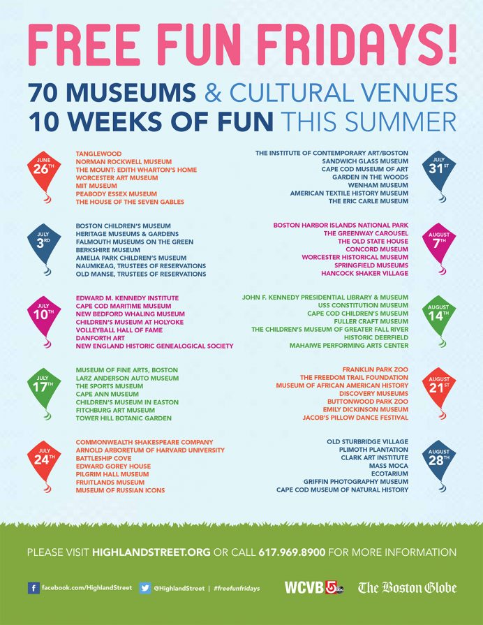 Free Fun Fridays 2015 Schedule 70 Sites in Boston and Massachusetts