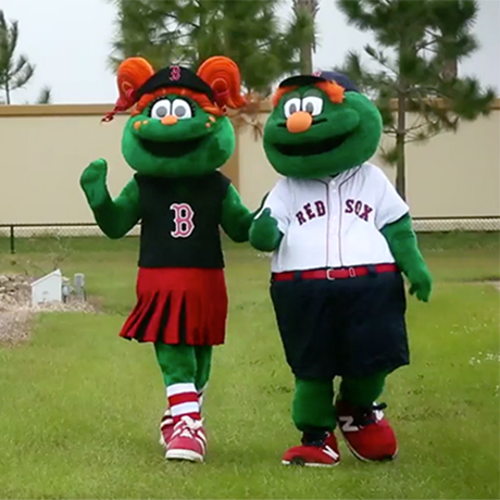 Boston Red Sox mascot Tessie the Green Monster before a spring