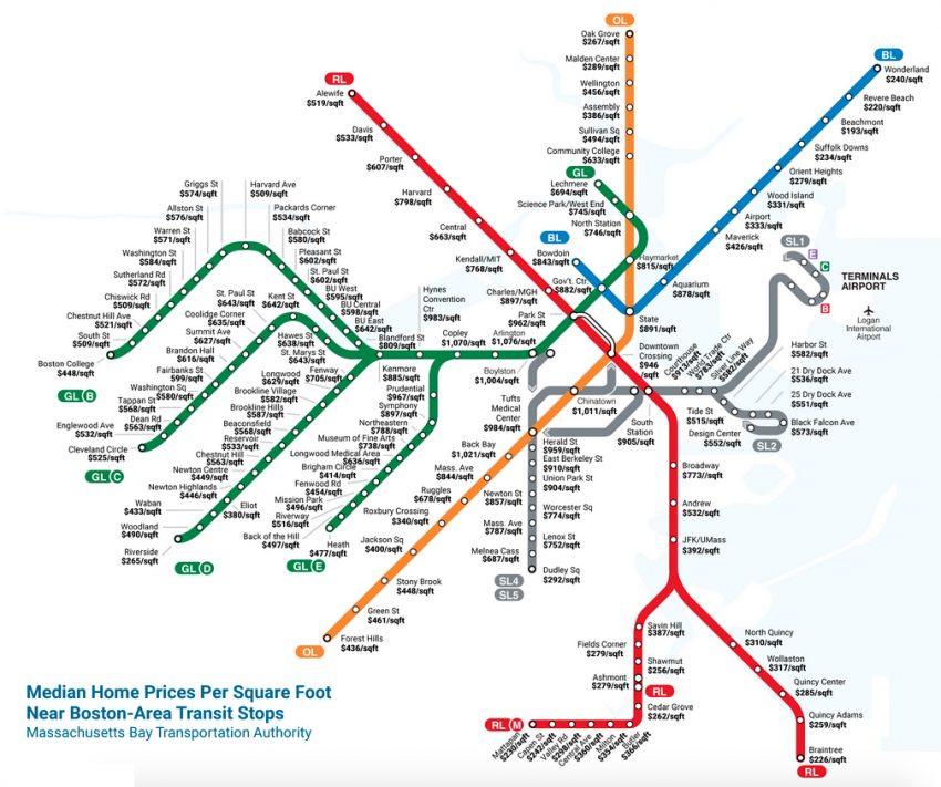 How Much It Costs to Live at Each MBTA Stop