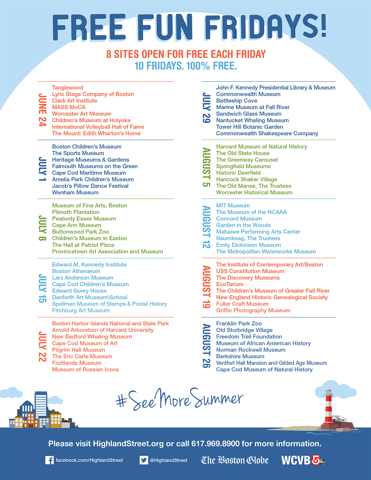 Free Fun Fridays 2016 Schedule 80 Sites in Boston and Massachusetts