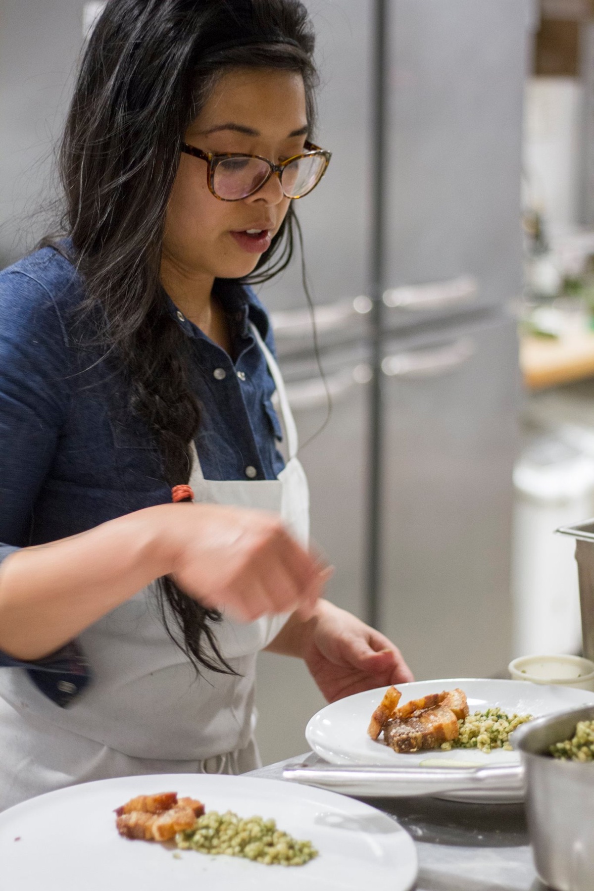 Ellie Tiglao of Pamangan cooking at a pop-up at Study Restaurant in 2016