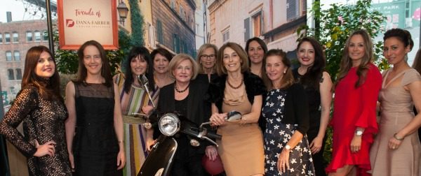 Friends of Dana-Farber, Alexandra Slote, Jen Cunningham Butler, Dana Gerson Unger (event chair), Suzanne Chapman, Marilyn Wolman (event chair), Jane R. Moss, Seth Andrea McCoy, Suzanne Bloomberg (event chair), Melanie Conroy, Lucy Santos, and Anita Fink pose with Dana-Farber Cancer Institute President and CEO, Laurie Glimcher, MD / Photo by Melissa Ostrow