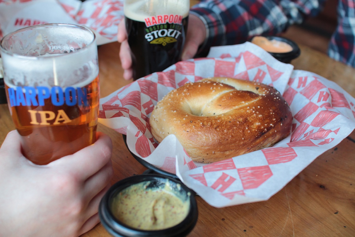 Pretzels are not to be overlooked at the Harpoon Beer Hall