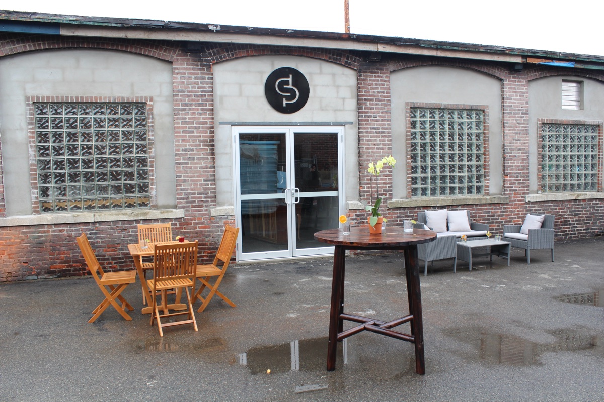 The outdoor patio behind Short Path Distillery in Everett