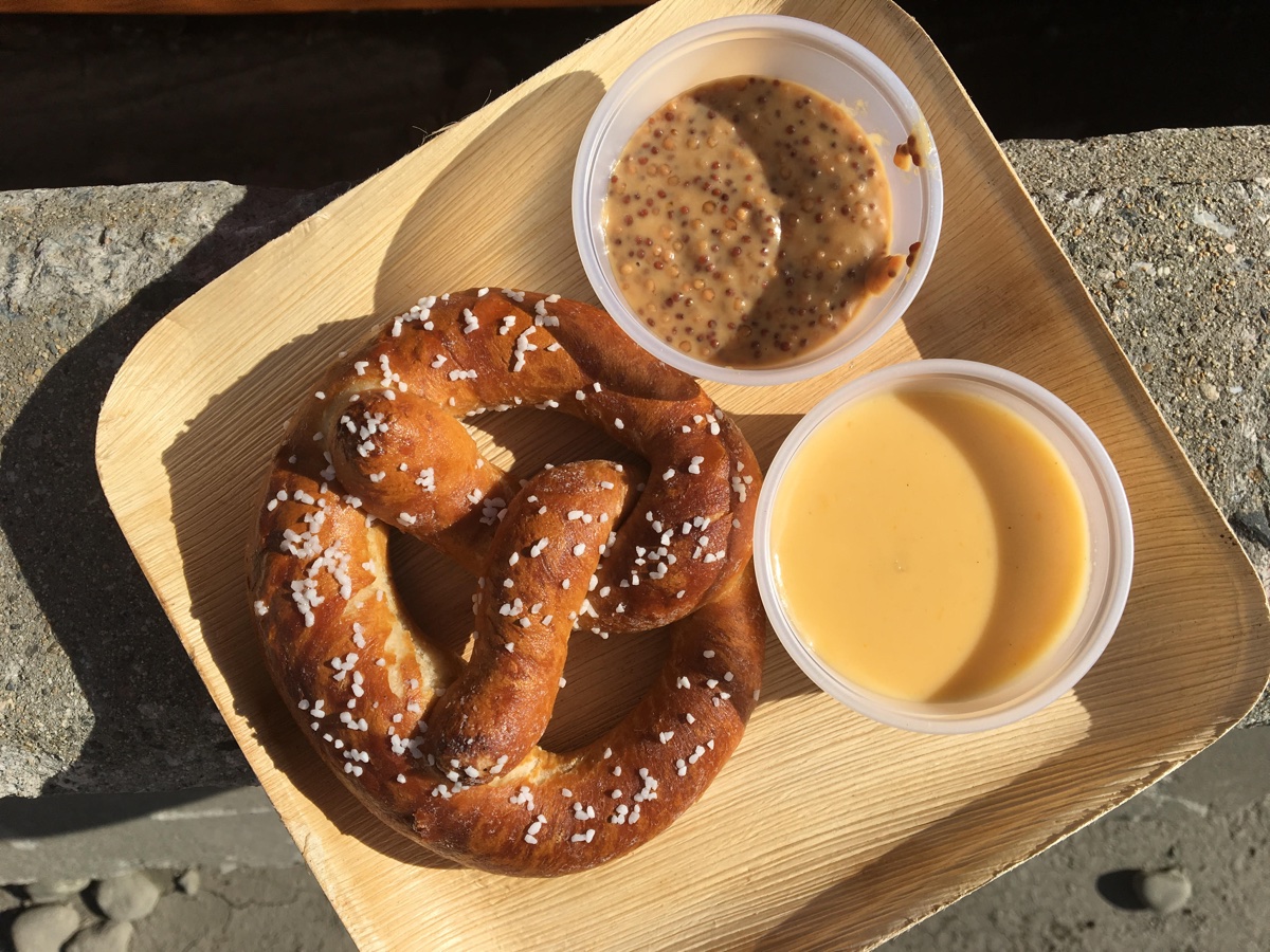 A pretzel at Somerville Brewing's American Fresh Beer Garden
