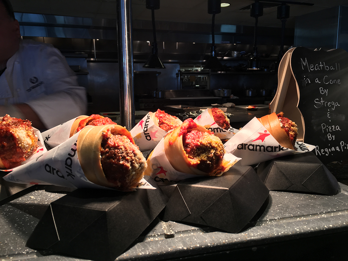 Strega "meatball in a cone" at Fenway Park