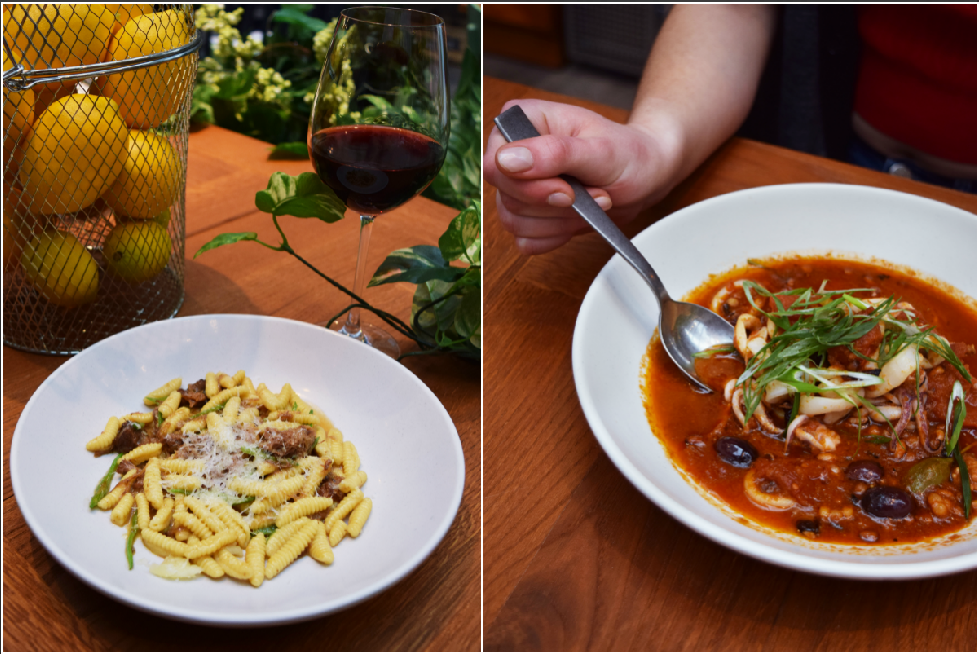 Cavatelli (left) and Calamari at Terra. / Photos provided