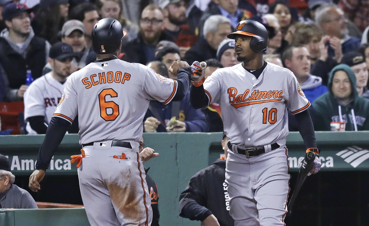 Former Baltimore Orioles player Adam Jones speaks during a news