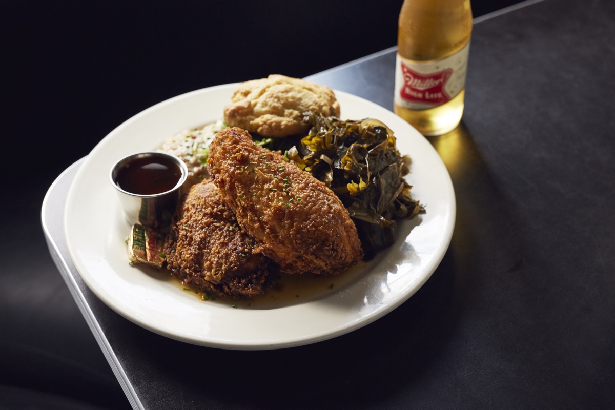Fried chicken and a High Life at Trina's Starlite Lounge in Somerville