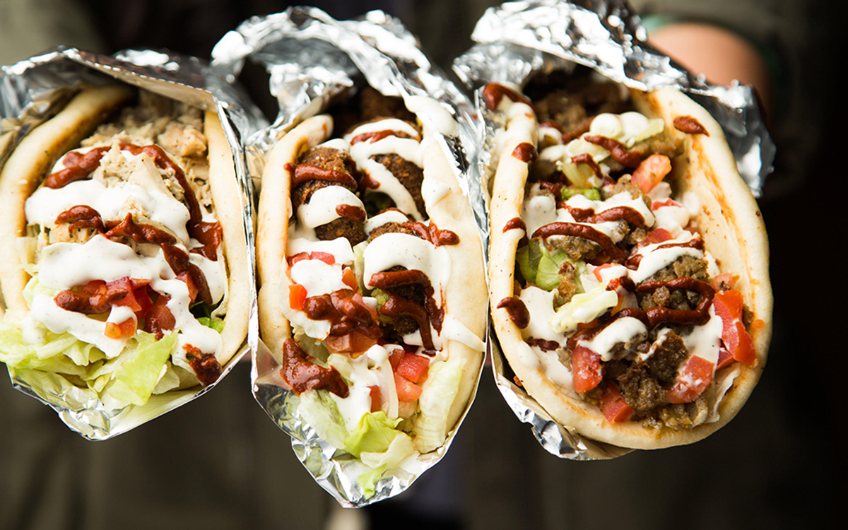 Pictured above are the Halal Guys' gyros.