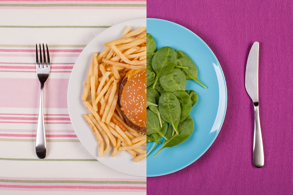 Burger versus salad