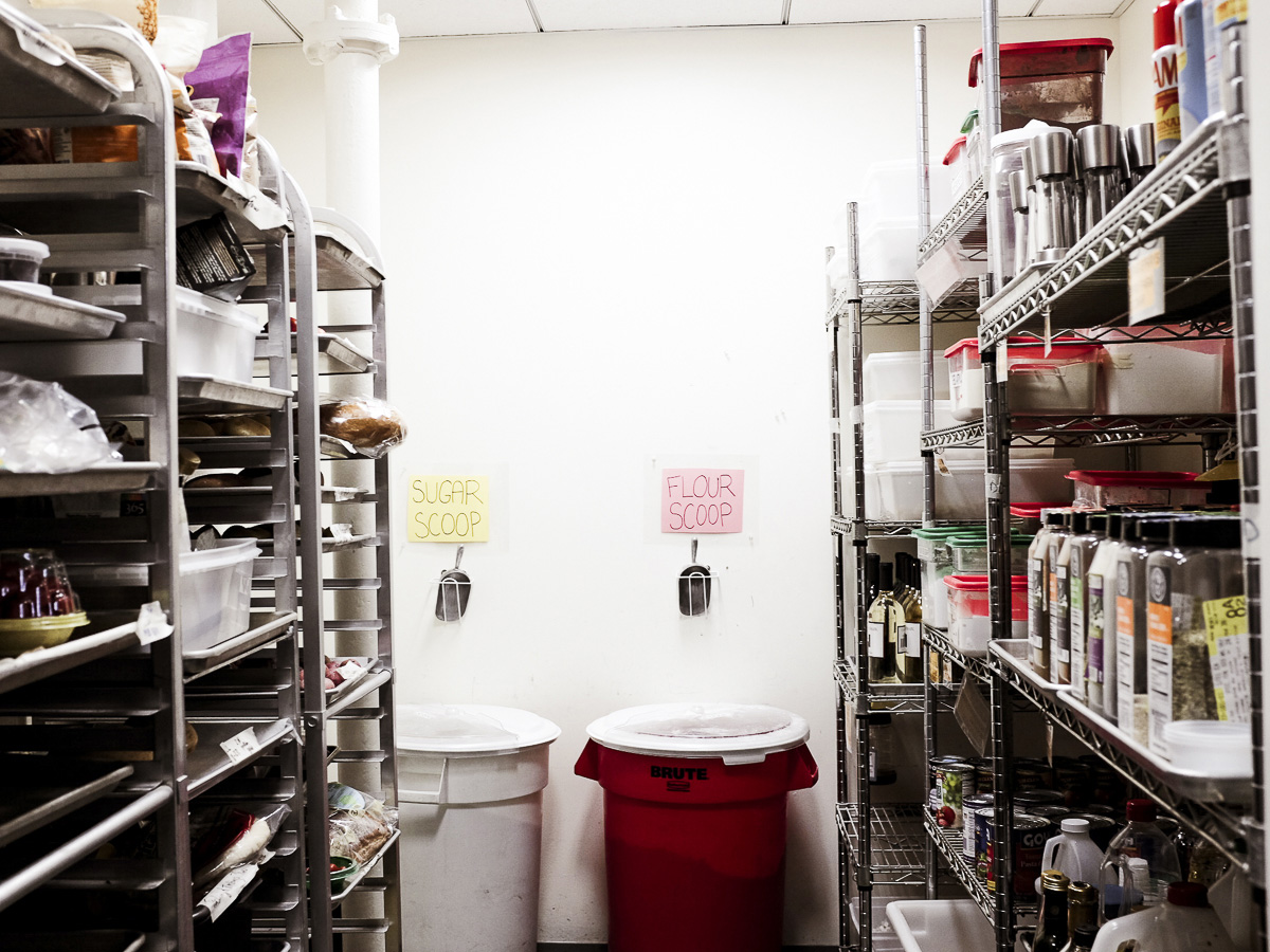 The main dry storage pantry at ATK in Brookline Village