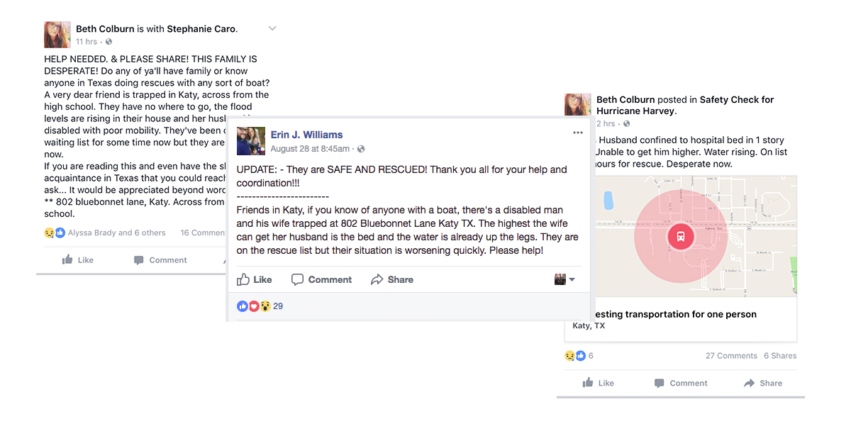 hurricane harvey facebook rescue