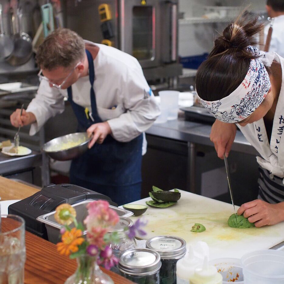 Chefs Josh Lewin and Moe Kuroki at las year's Kaizen dinner at Juliet