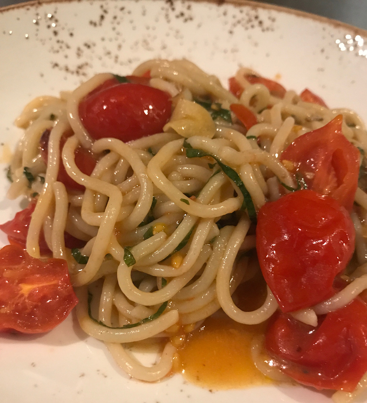 Chef Dante de Magistris is offering Piennolo tomatoes with <em>aglio e olio</em> at his three Boston-area restaurants this weekend