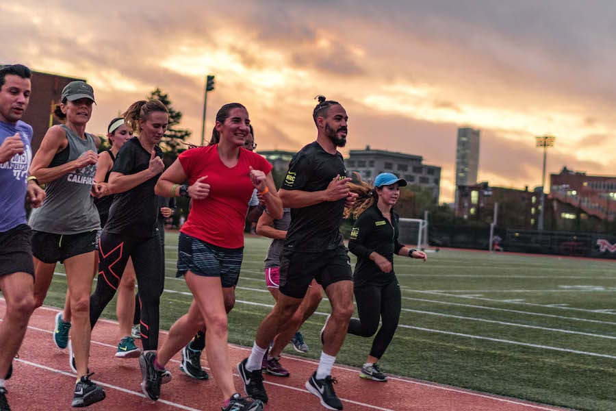 Runners on a track