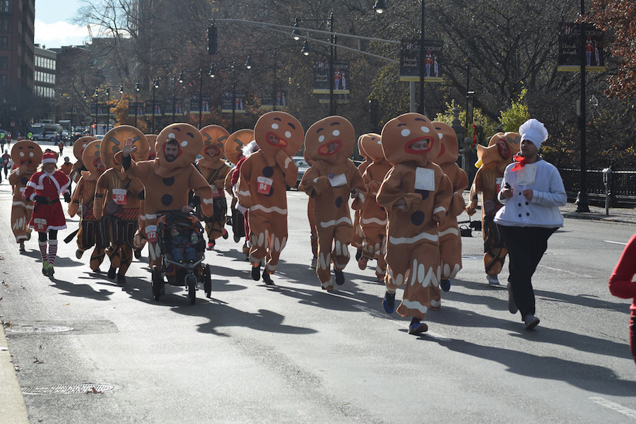 Runners dressed as gingerbread men