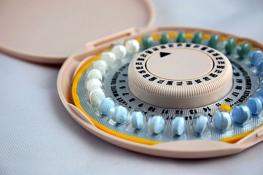 A close up of birth control pills