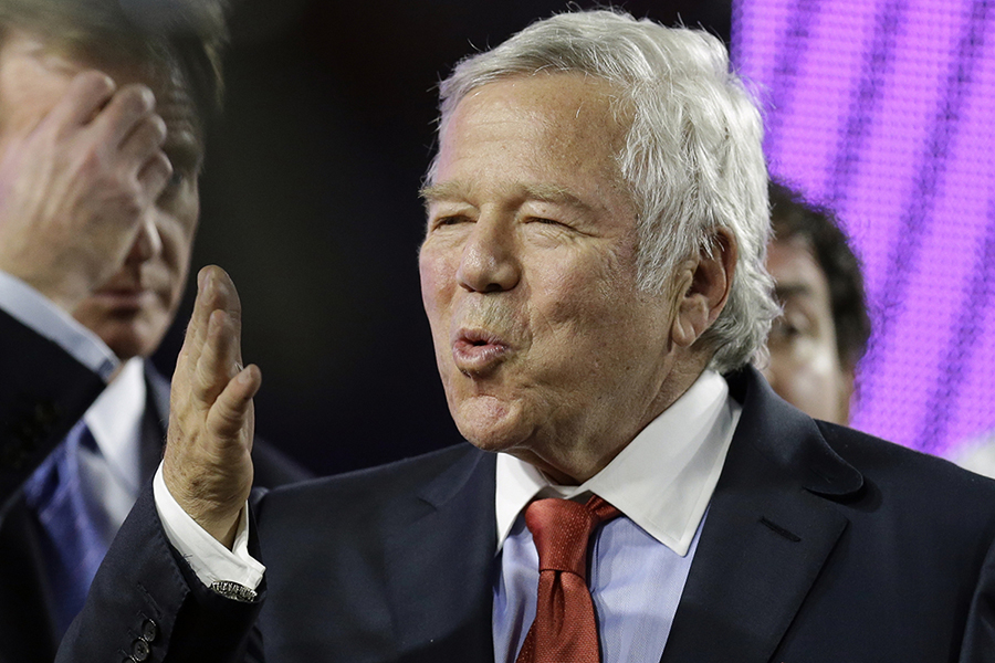 Bob Kraft blows a kiss