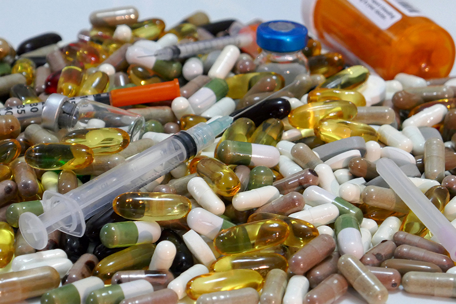 Medical pills and drug paraphernalia