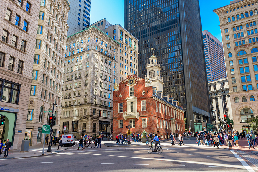 Pedestrians in downtown Boston