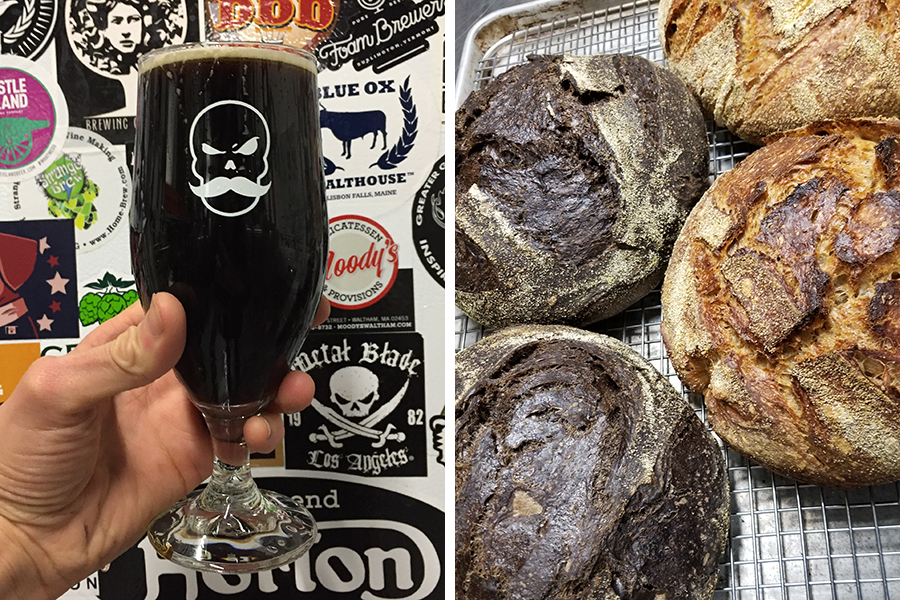 Shelby Smoked Stout photo provided by Bone Up Brewing / Sourdough photo provided by Brato Kitchen
