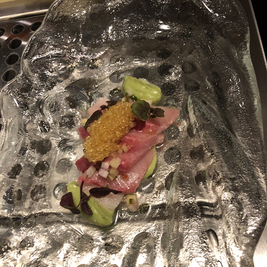 hamachi tiradito at Moody's Backroom in Waltham