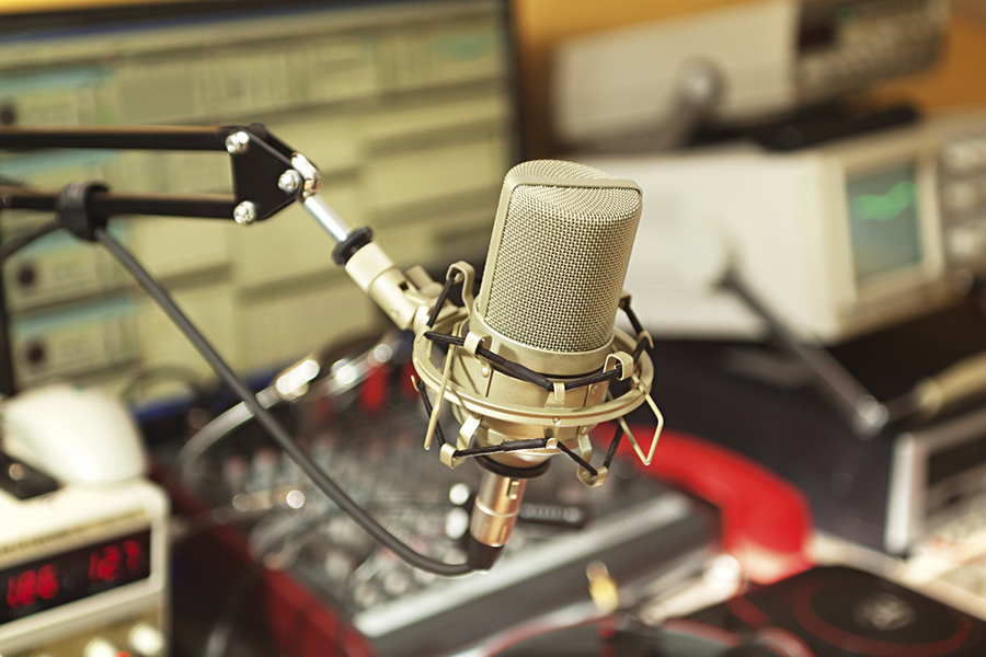A radio broadcast studio