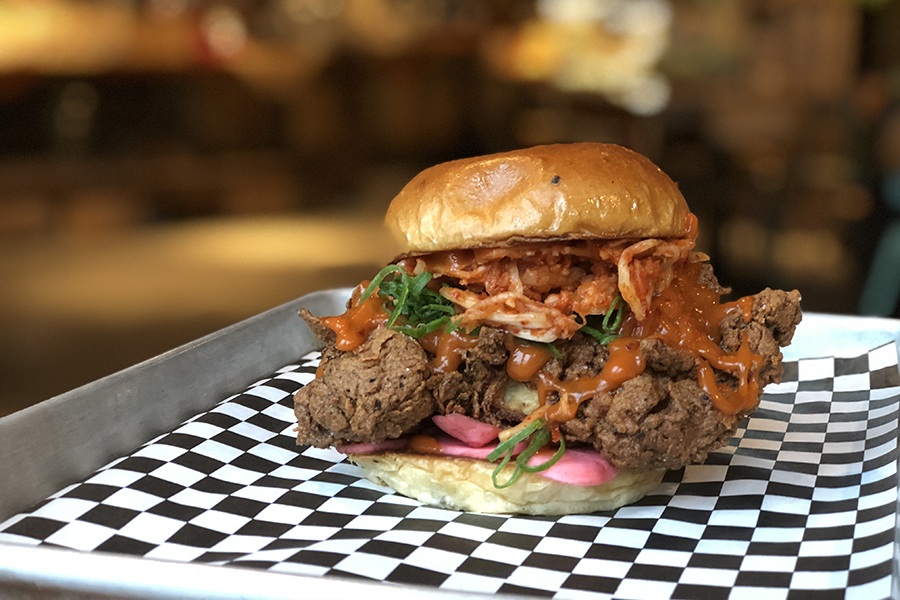 The Korean sandwich from Ducky's Fried Chicken, a Sunday pop-up at Commonwealth Cambridge