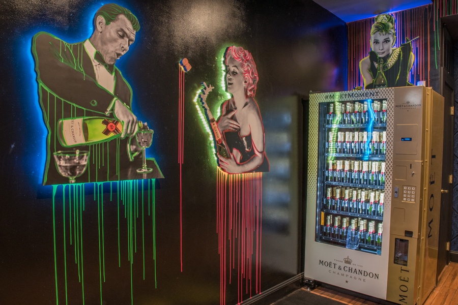 The Moët & Chandon Champagne vending machine and art by Timmy Sneaks at the Ghost Walks Boston