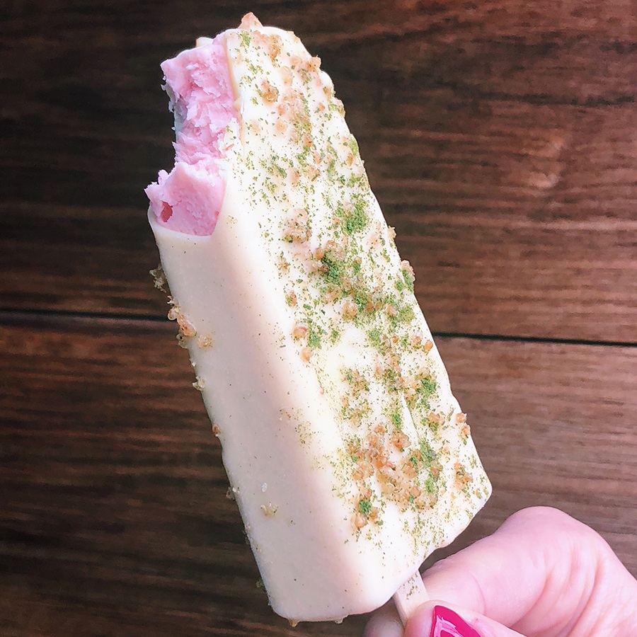 Little Donkey has a rhubarb white chocolate popsicle