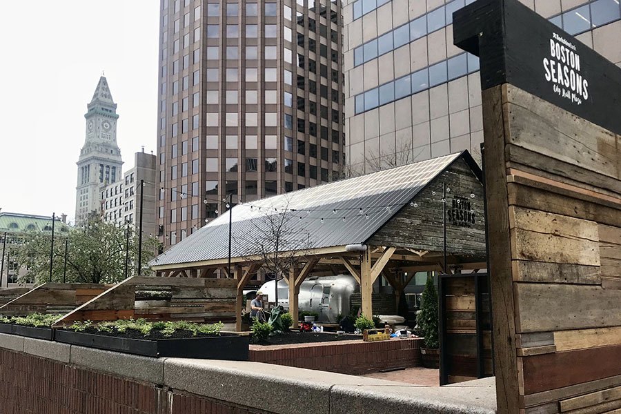 The Patios at City Hall Plaza have a Wachusett Brew Yard this summer