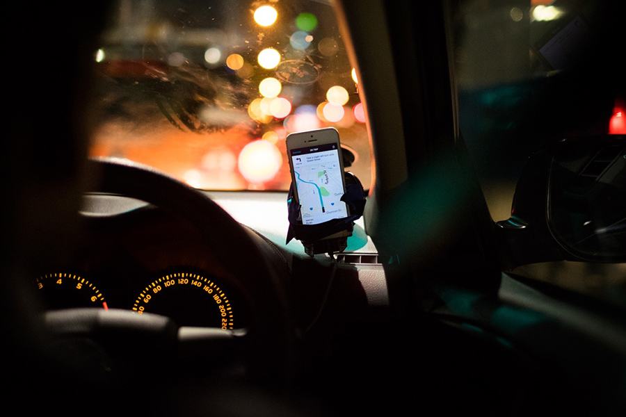 A smart phone with the Uber app open