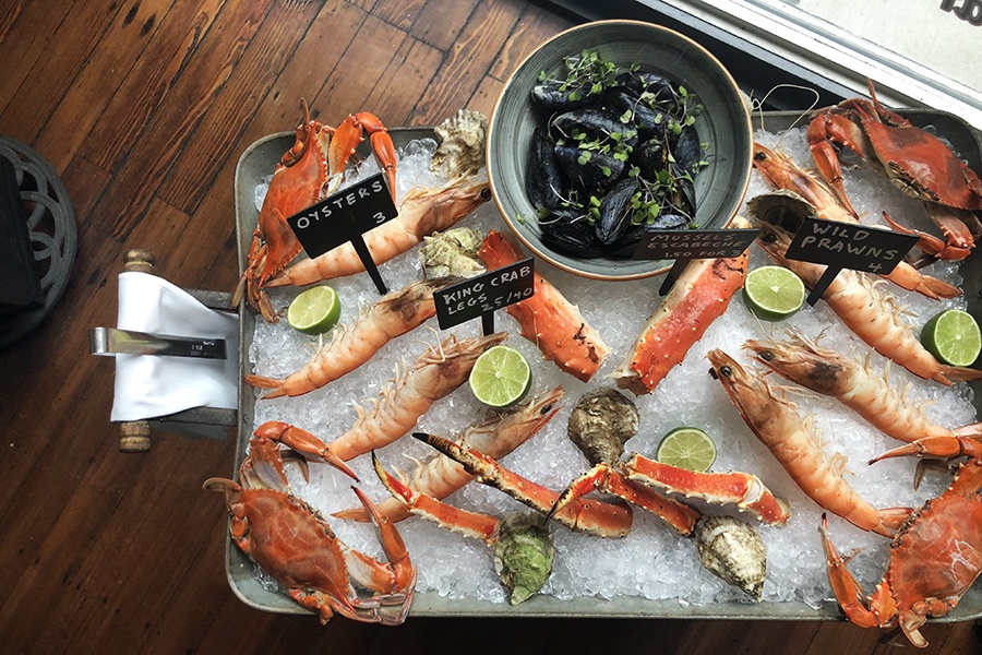 Mobile raw bar cart at Troquet on South