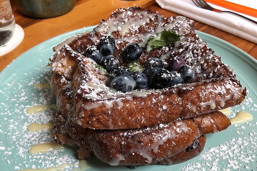 French toast with blueberries at Banyan in Boston