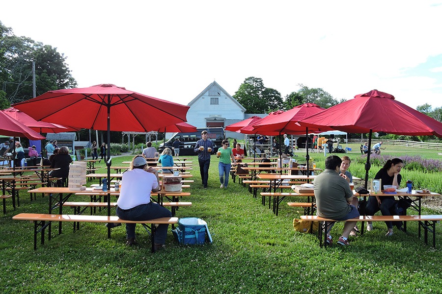 The Notch mobile biergarten setup at the Trustees' Powisset Farm in Dover