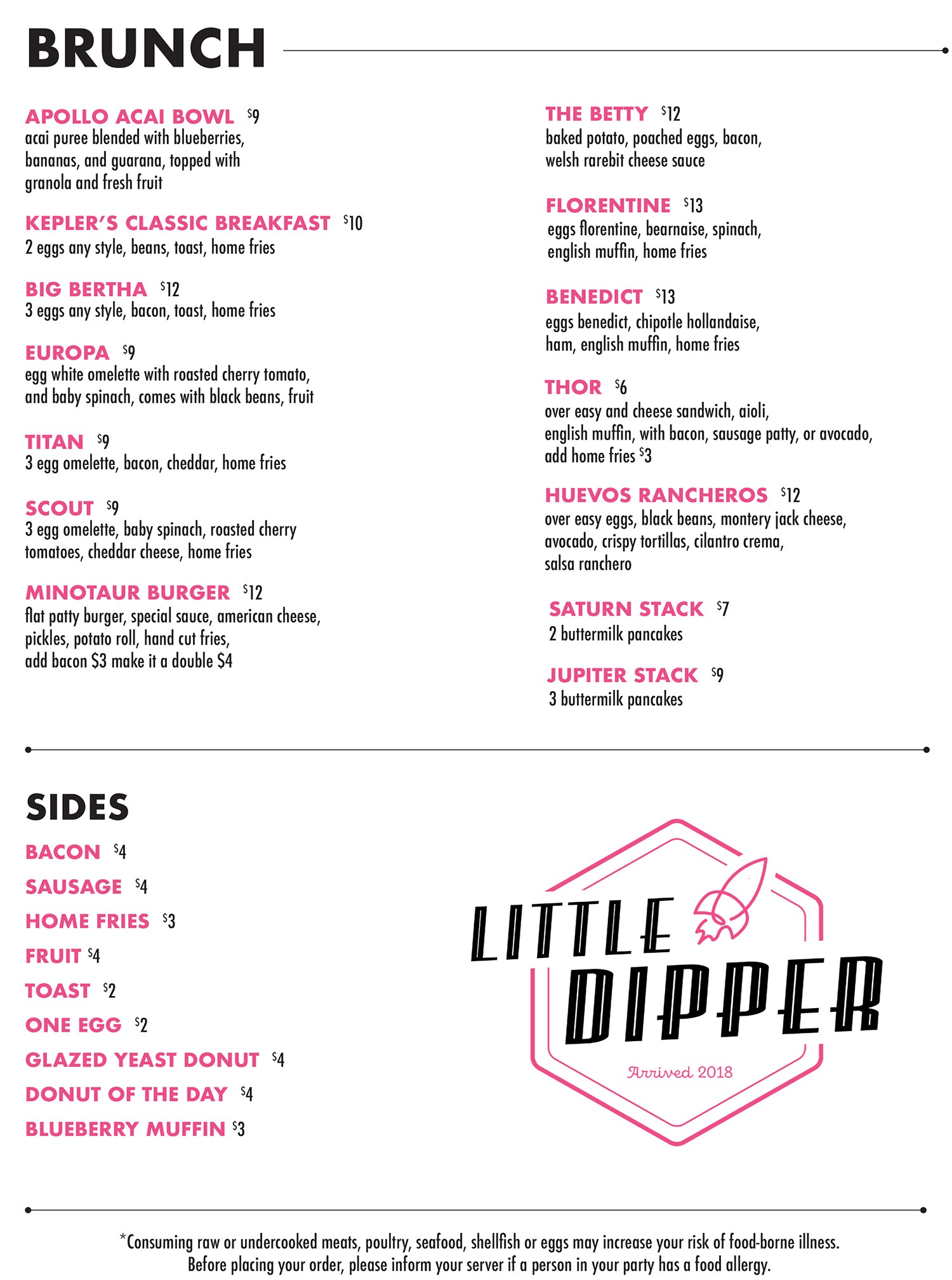 Little Dipper JP brunch menu