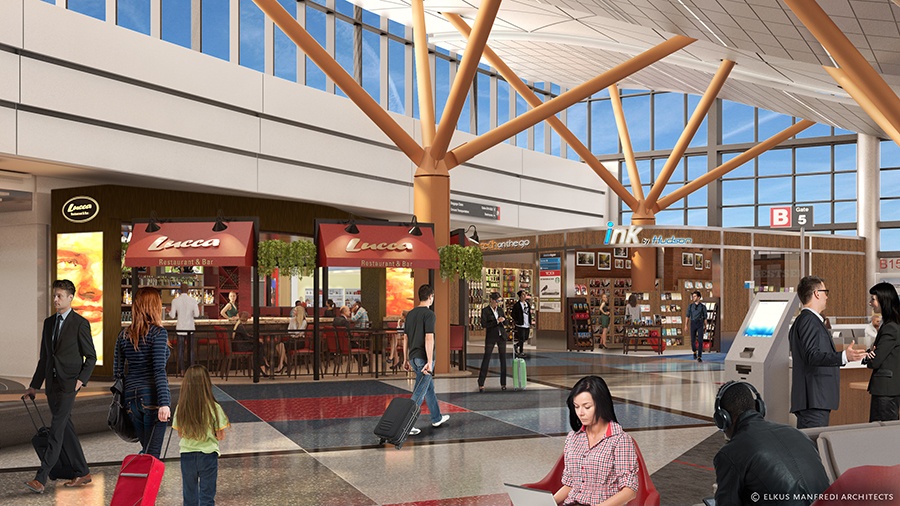 Logan Airport Lucca Restaurant and Bar rendering.