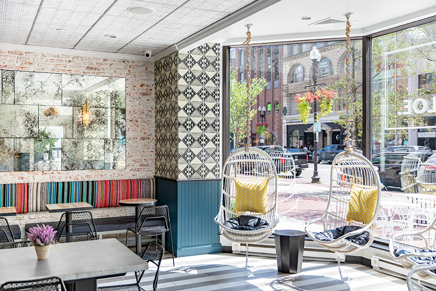 The signature swings at By Chloe's newest Boston location in Copley Square