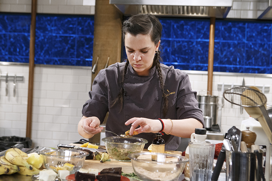 Chef Tatiana Rosana cooking on Chopped season 37