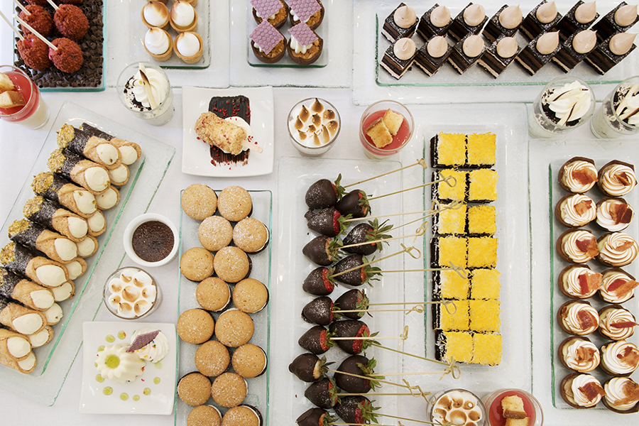 a display of desserts on he Langham Hotel's famous Saturday Chocolate Bar