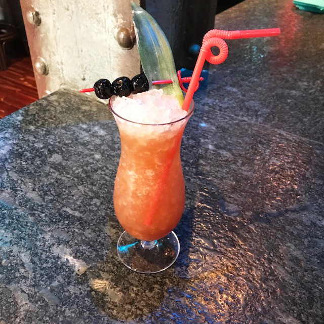 Tiki Rock's take on Three Dots and a Dash—a classic cocktail, but also Morse code for V, as in victory