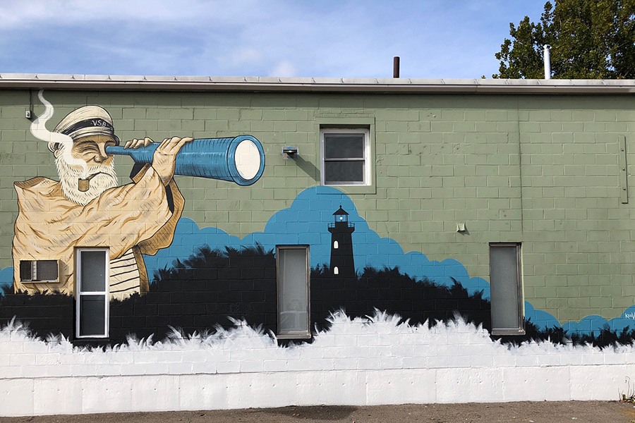 Artist Dean McKeever is responsible for this cool mural outside Vitamin Sea Brewing in Weymouth