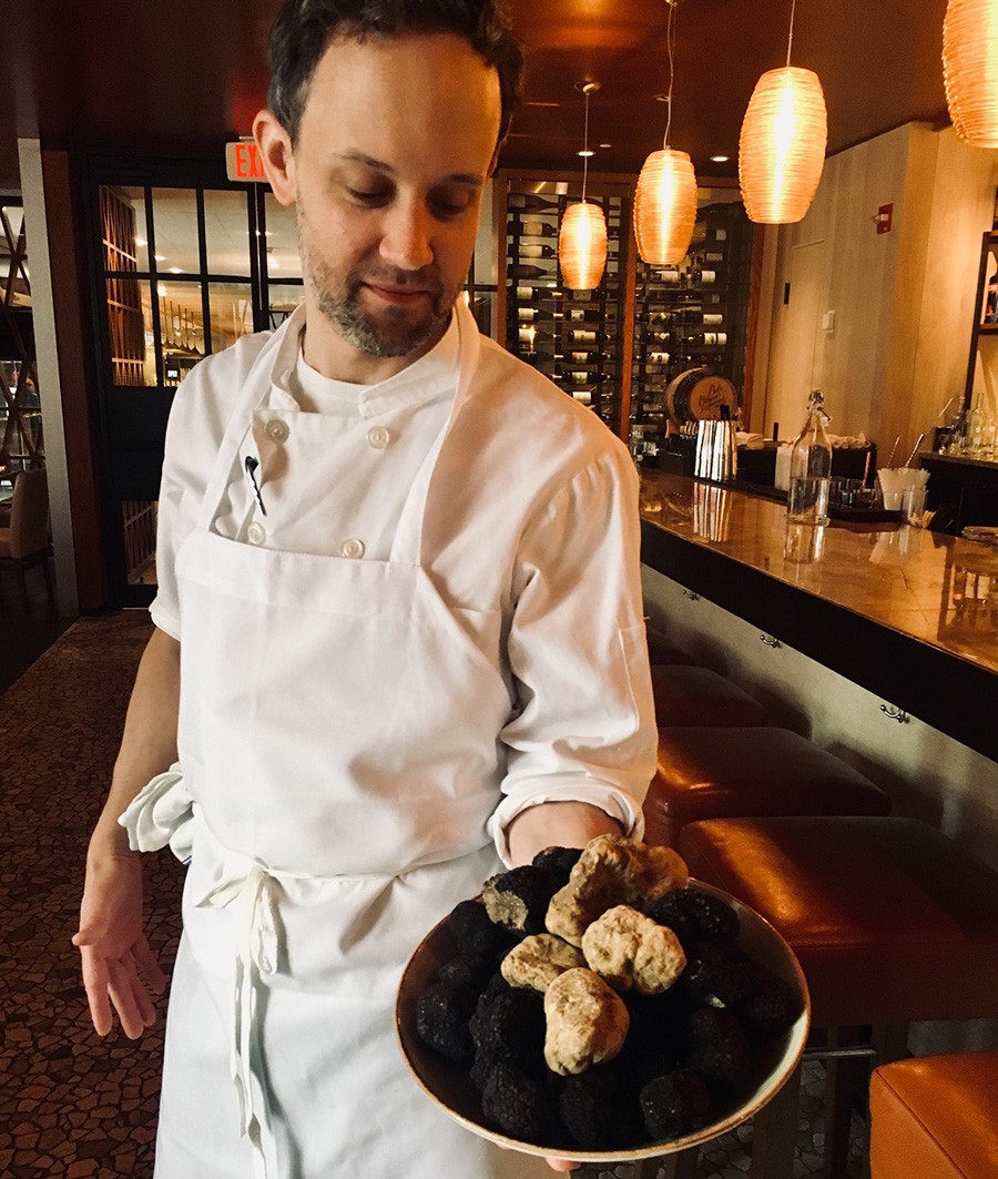 Chef Michael Pagliarini shows off his white (and black) truffles at Benedetto